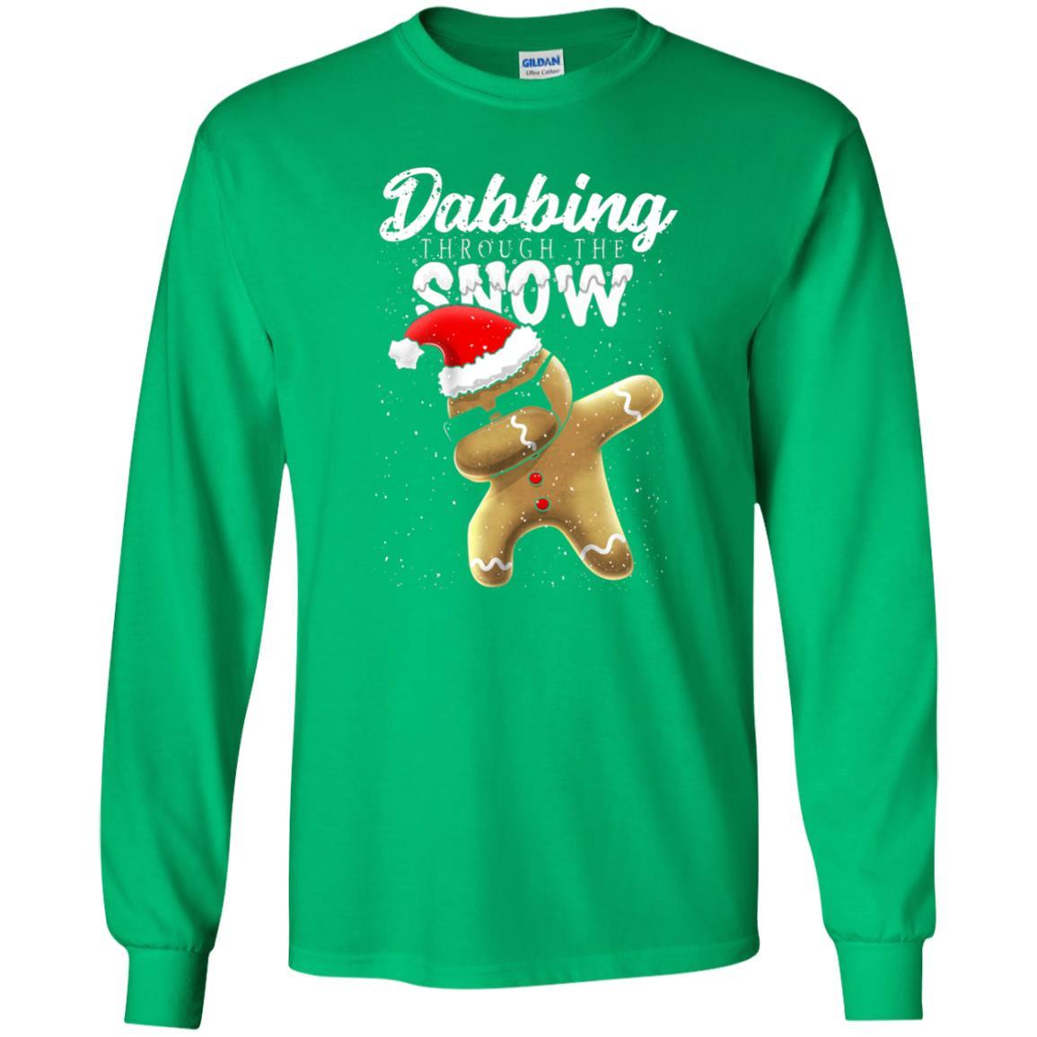 Dabbing Gingerbread T-shirt Dabbing Through The Snow Irish Green