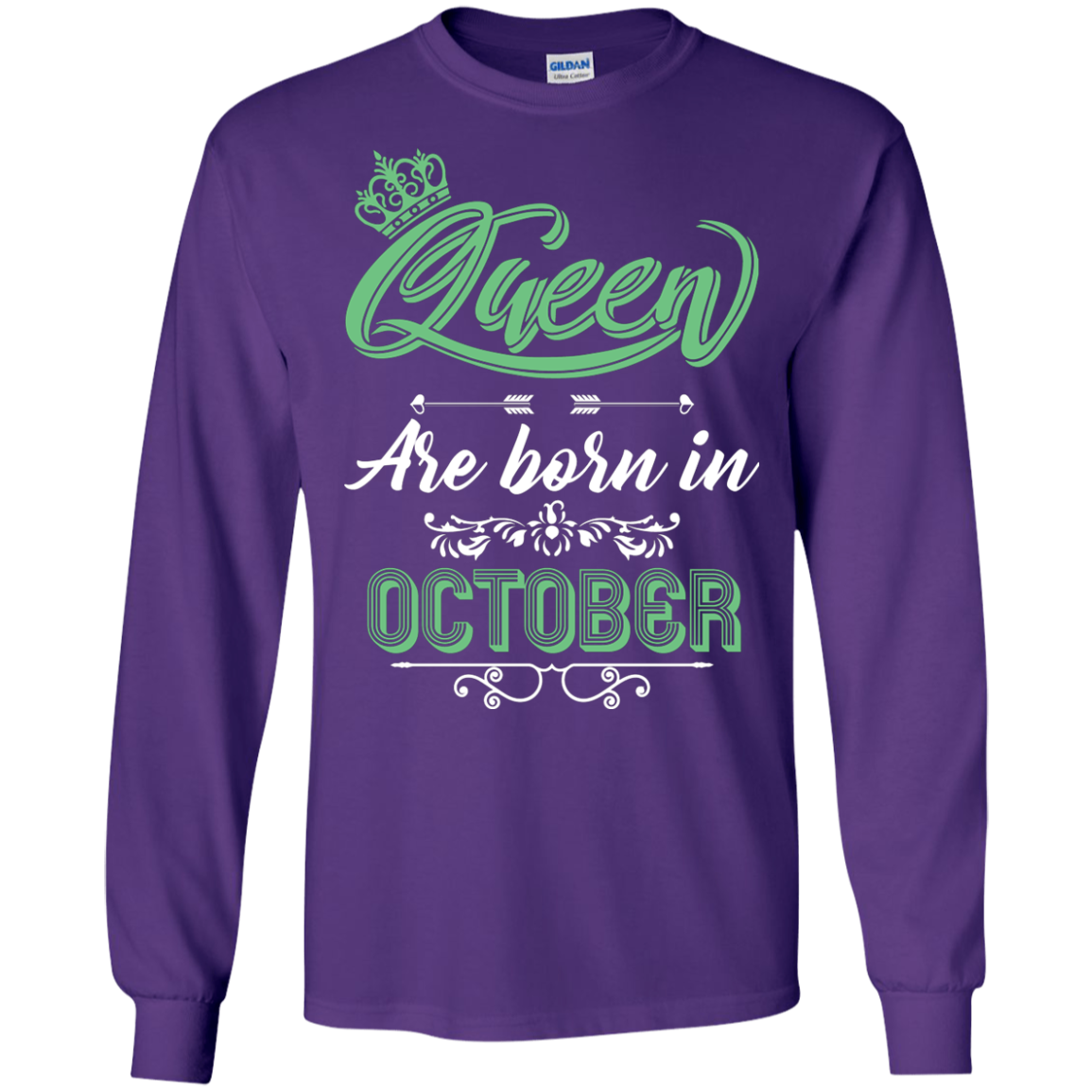 Brithday T-Shirt Queen Are Born In October Purple