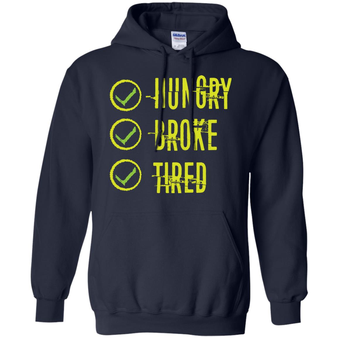 Hungry Broke Tired Check Mark T-shirt Navy