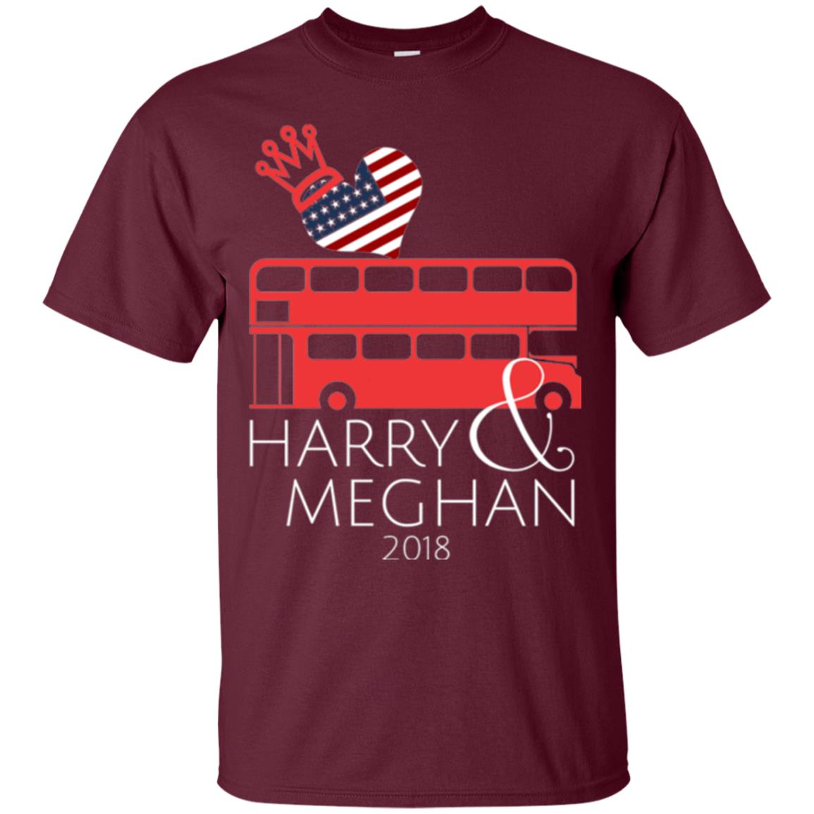 Harry And Meghan Royal Wedding Love Bus Usa T-shirt Maroon