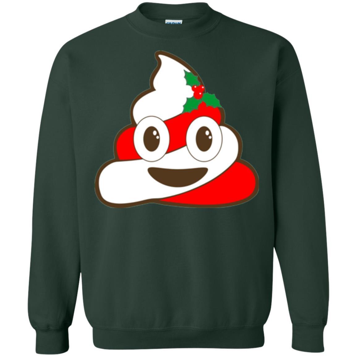 Funny Christmas T-shirt Poop Emojis Christmas Forest Green
