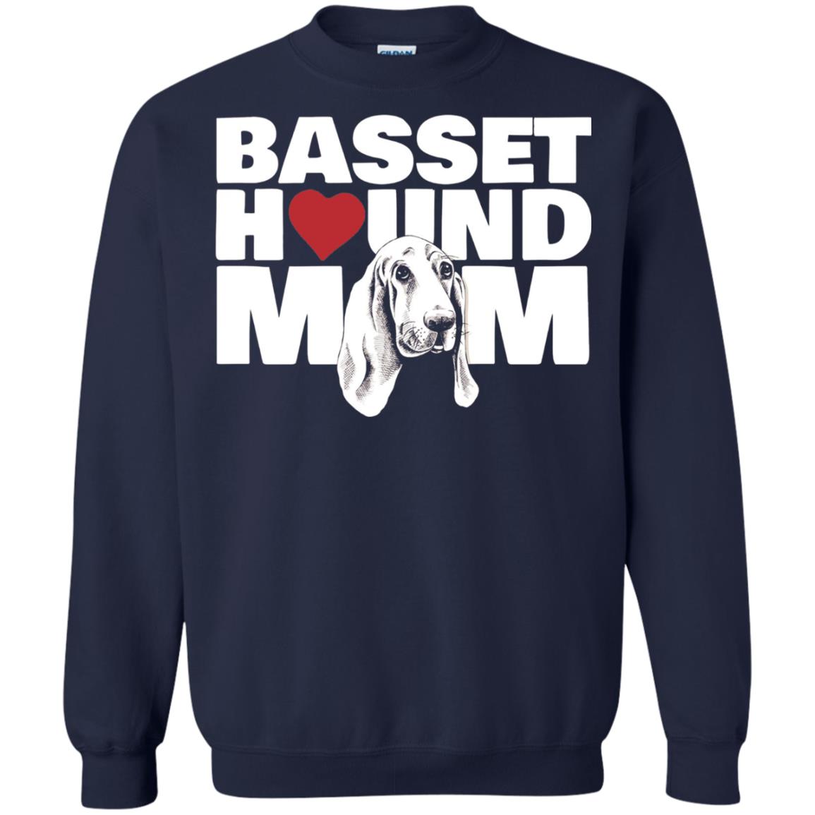 Basset Hound Mom Heart T-shirt Navy