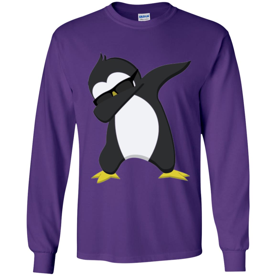 Chirstmas T-shirt Dabbing Penguin Purple