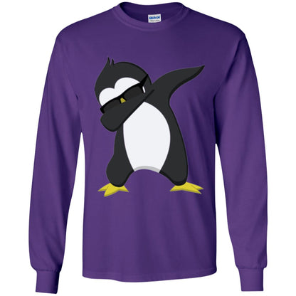 Chirstmas T-shirt Dabbing Penguin Purple
