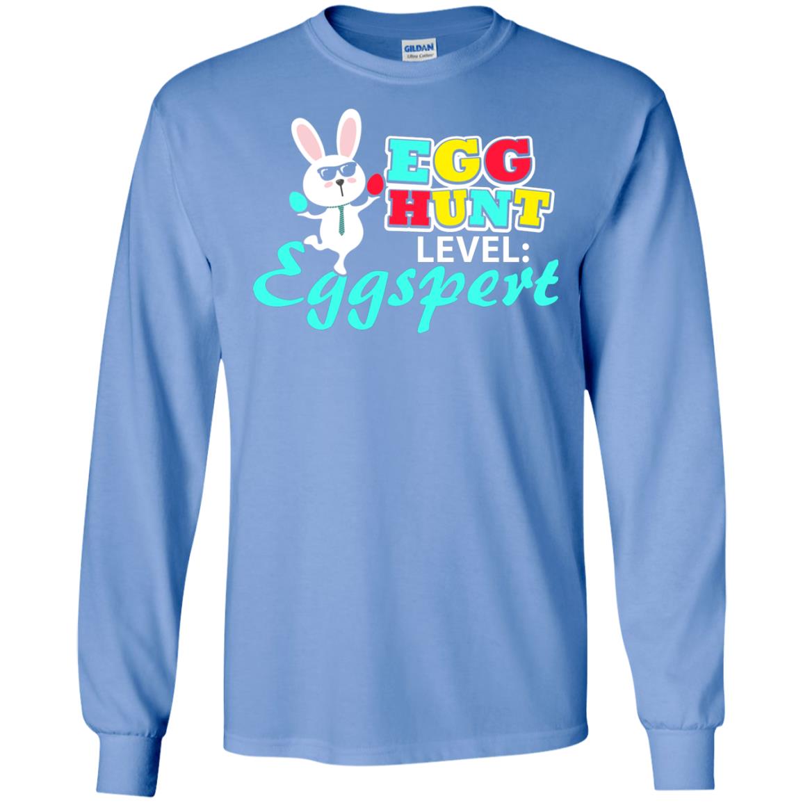 Egg Hunt Level Eggspert Easter Holiday T-shirt Carolina Blue