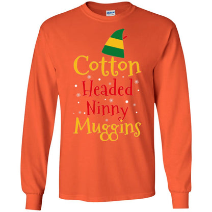 Funny Elf T-shirt Cotton Headed Ninny Muggins Orange