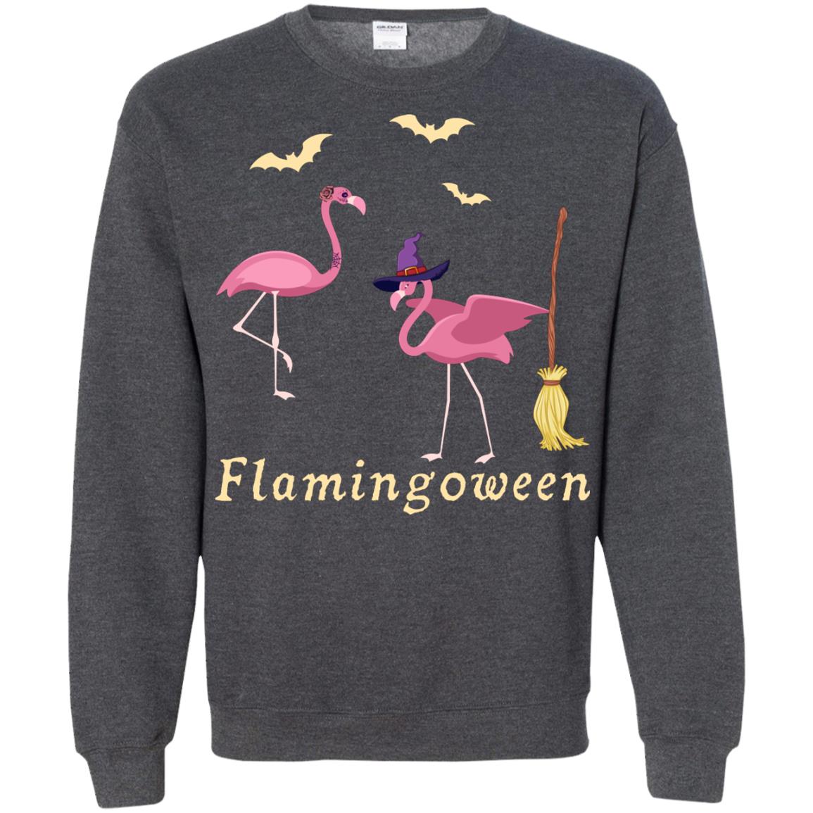 Flamingoween Flamingo Wicth Ride Stick Funny Quote On Haloween Gift Shirt Dark Heather