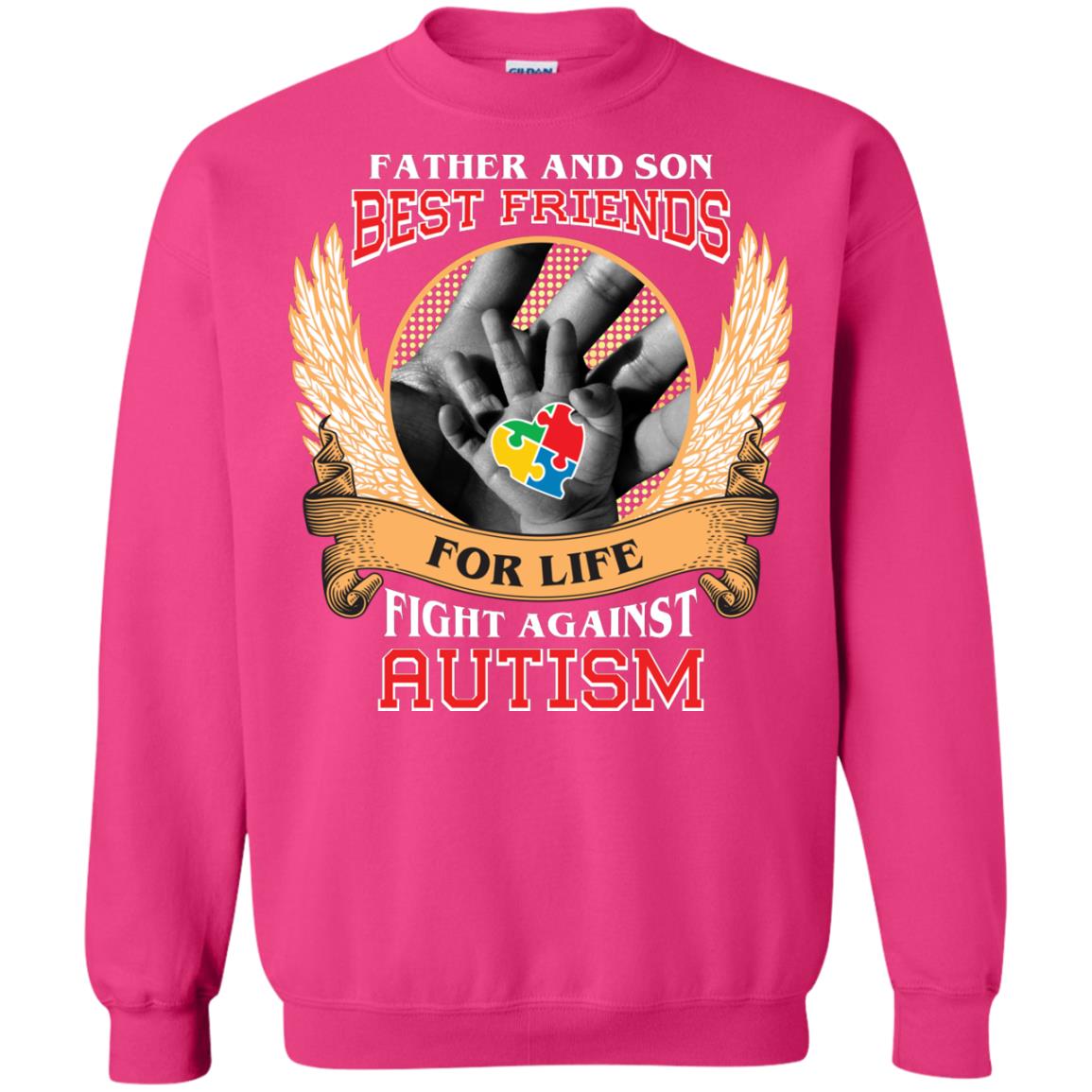 Autism Awareness T-shirt Father And Son Best Friends Heliconia