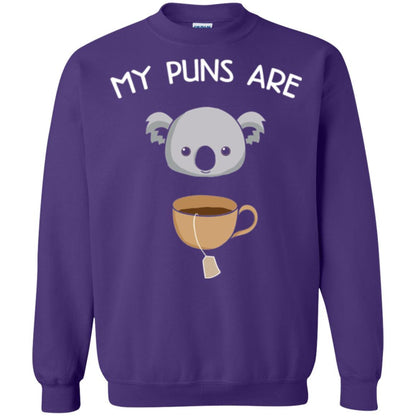 Animal Puns T-shirt My Puns Are Koala Tea Purple