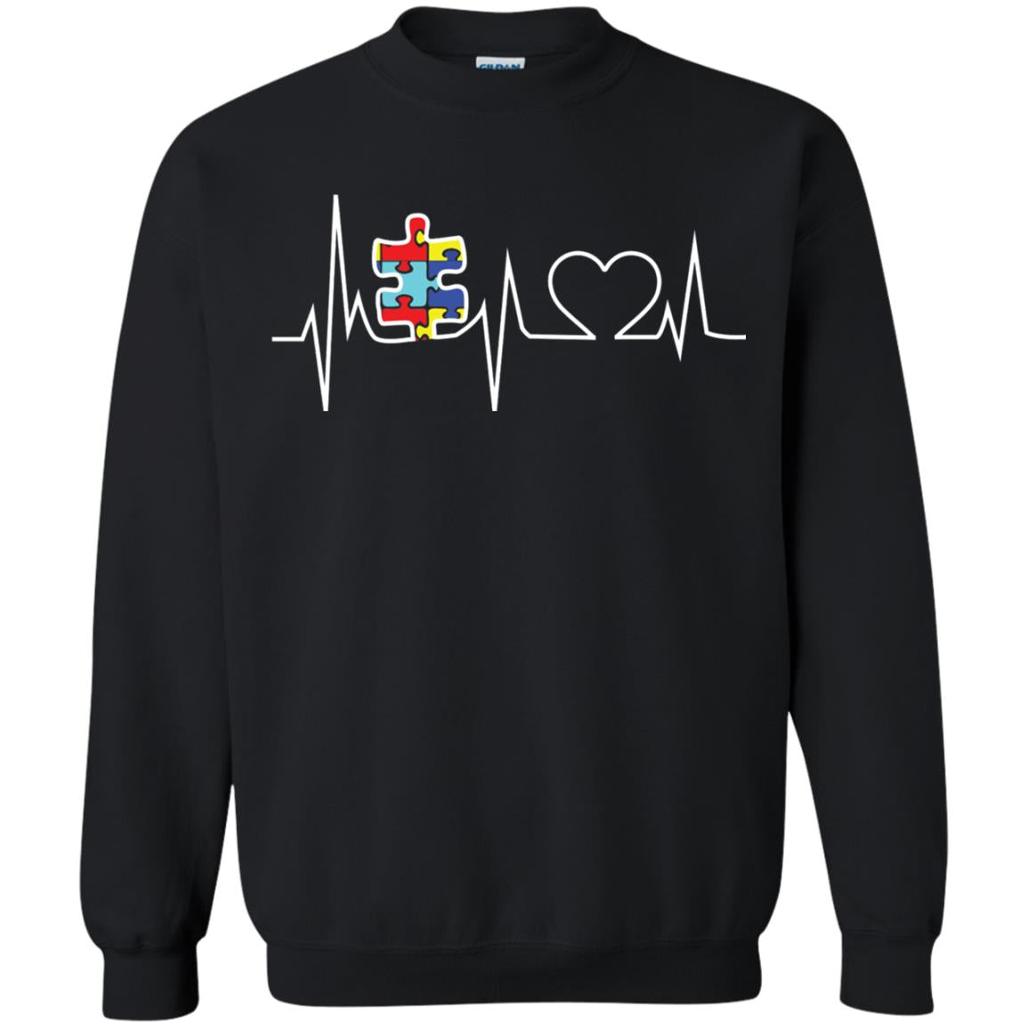 Autism Puzzle Heartbeat Autism Awareness Shirt Black