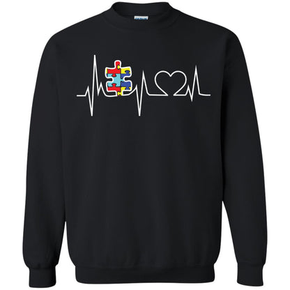 Autism Puzzle Heartbeat Autism Awareness Shirt Black