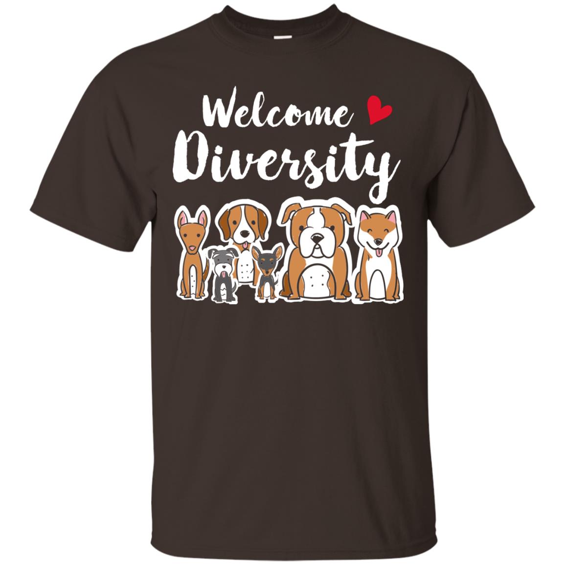 Dog Lover T-shirt Welcome Diversity Dark Chocolate