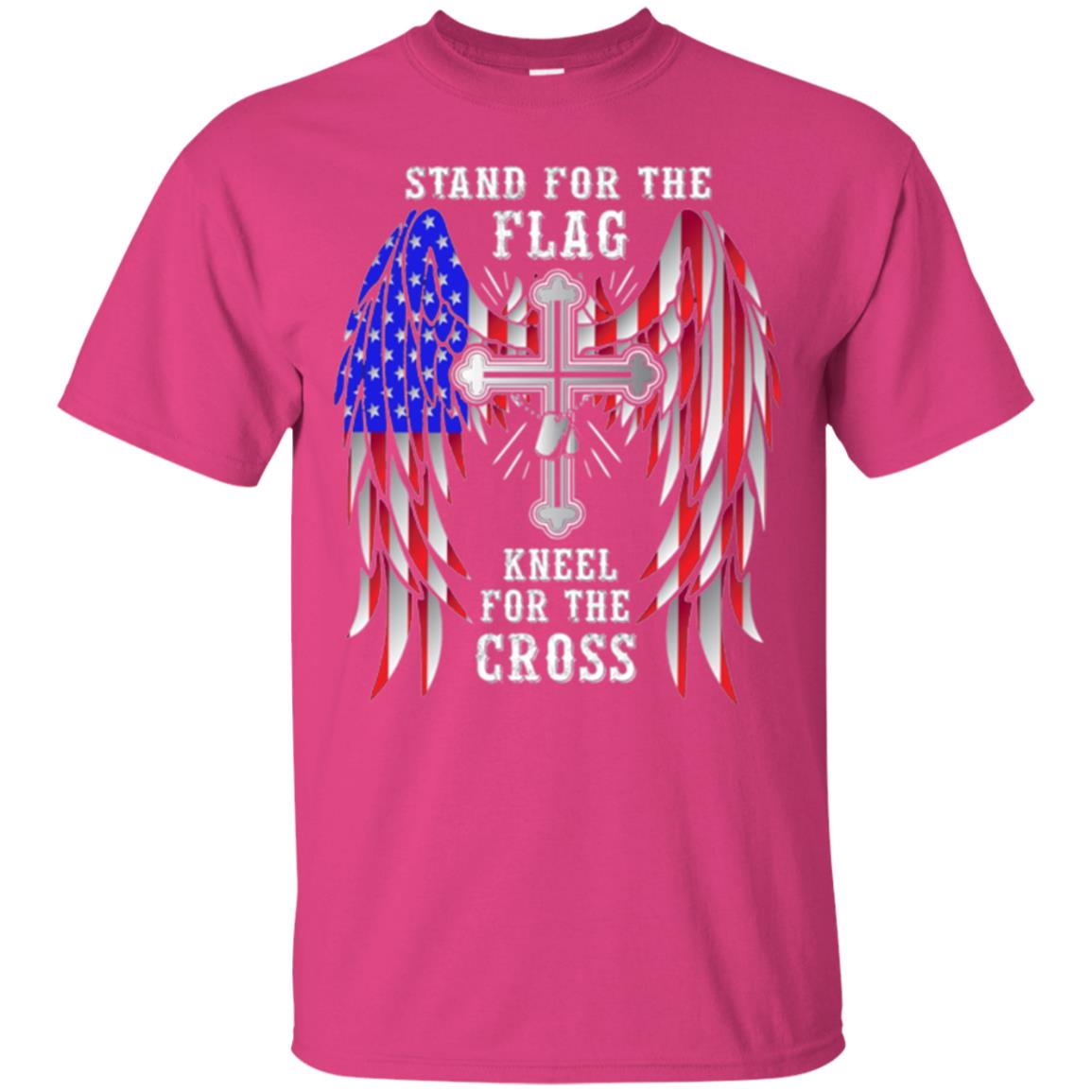 Christian T-shirt Stand For The Flag Kneel For The Cross Heliconia