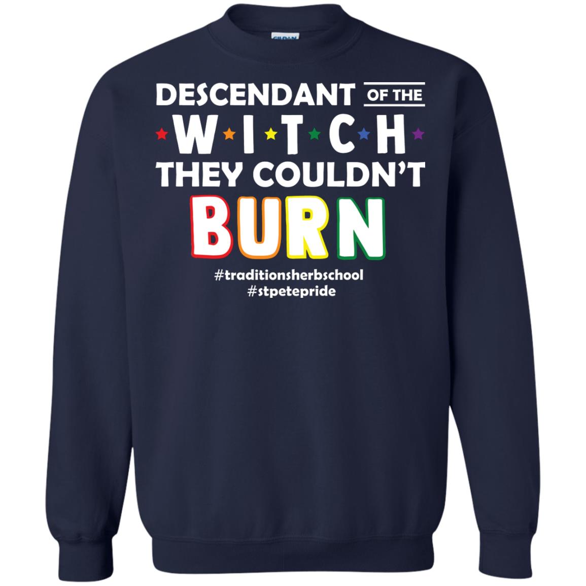 Descendant Of The Witch They Couldn_t Burn #traditionsherbschool #stpetepride Lgbt ShirtG180 Gildan Crewneck Pullover Sweatshirt 8 oz.