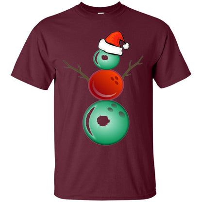 Funny Christmas Shirts Bowling Snowman Maroon