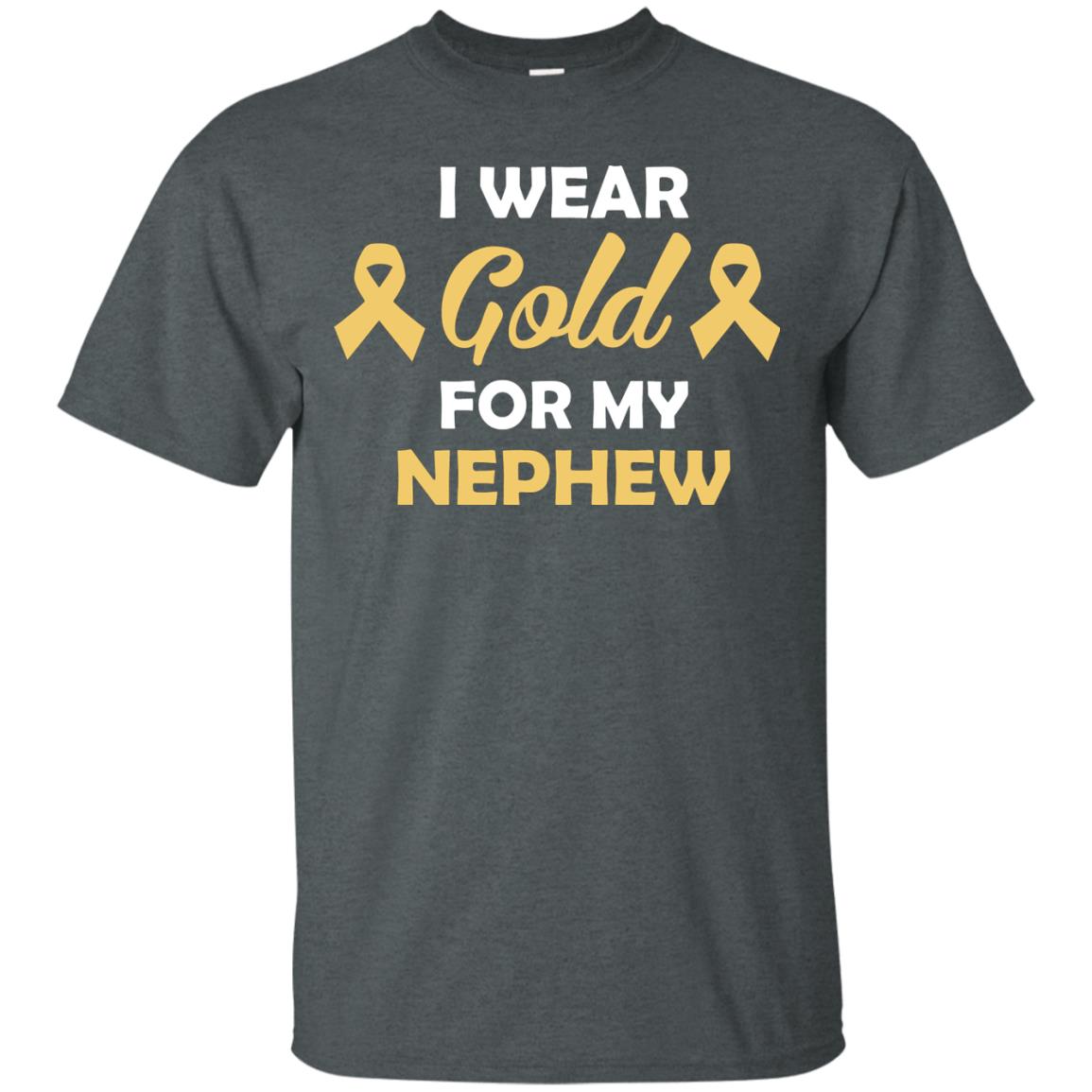 I Wear Gold For My Nephew Childhood Cancer Awareness Shirt Dark Heather