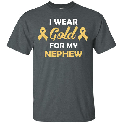 I Wear Gold For My Nephew Childhood Cancer Awareness Shirt Dark Heather