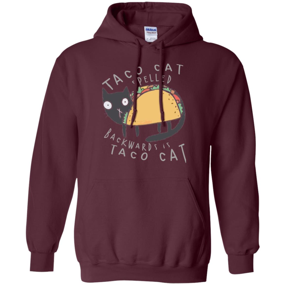 Cat Lovers T-shirt Taco Cat Spelled Backward Is Taco Cat Maroon