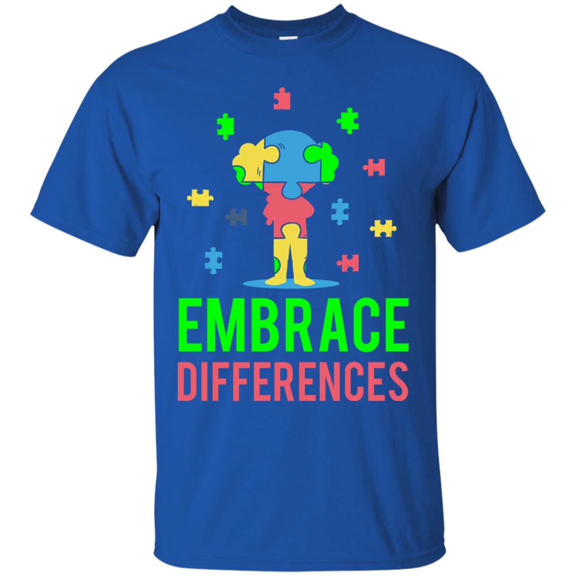 Autism Awareness T-shirt Embrace Differences Royal