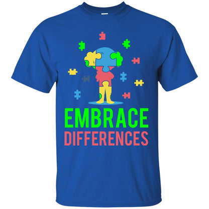 Autism Awareness T-shirt Embrace Differences Royal