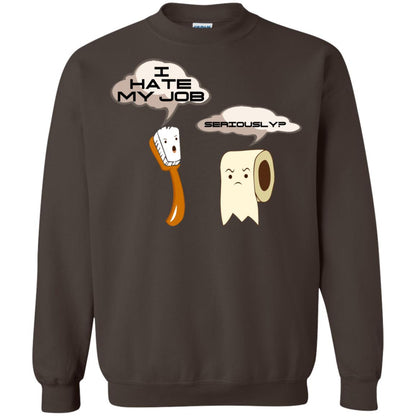Funny Toothbrush And Toilet Paper I Hate My Job T-shirt Dark Chocolate