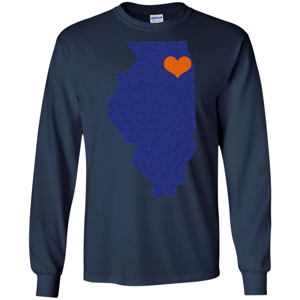 Football T-shirt Chicago Illinois Heart Navy