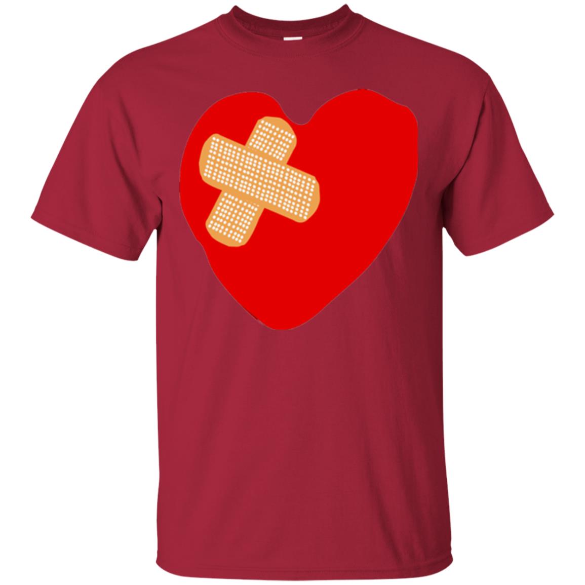 Funny Patched Up Heart Graphic T-shirt Cardinal