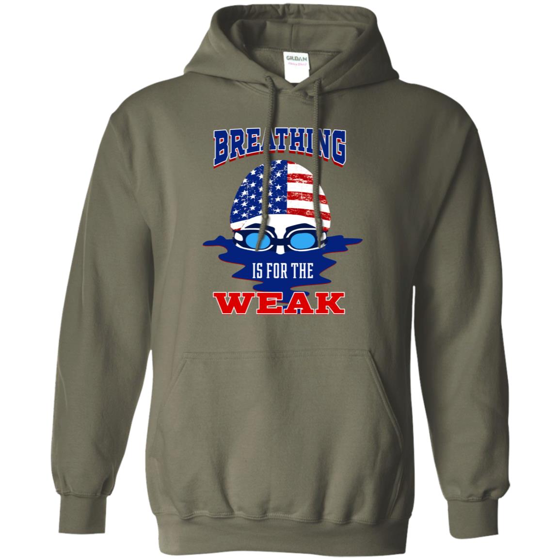 Breathing Is For The Weak Swimmer Gift Shirt Military Green