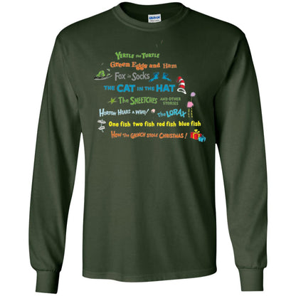 Dr. Seuss Book Title National Wear Red Day T-shirt Forest Green