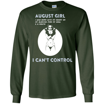 August Girl I Was Born With My Heart T-shirt Forest Green