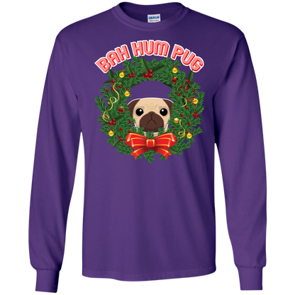 Christmas T-Shirt Bah Hum Pug Purple