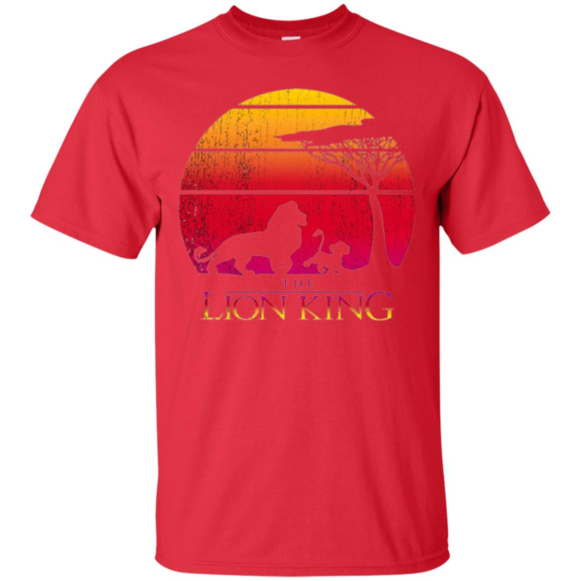 Cartoon T-shirt Lion King Vintage Sunset Red