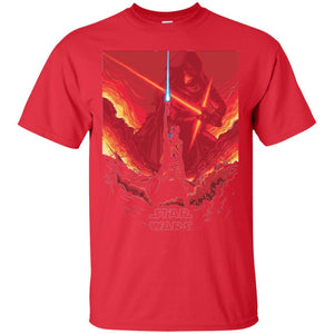 Film T-shirt Star Wars Last Jedi Rey Saber Reach Red Poster