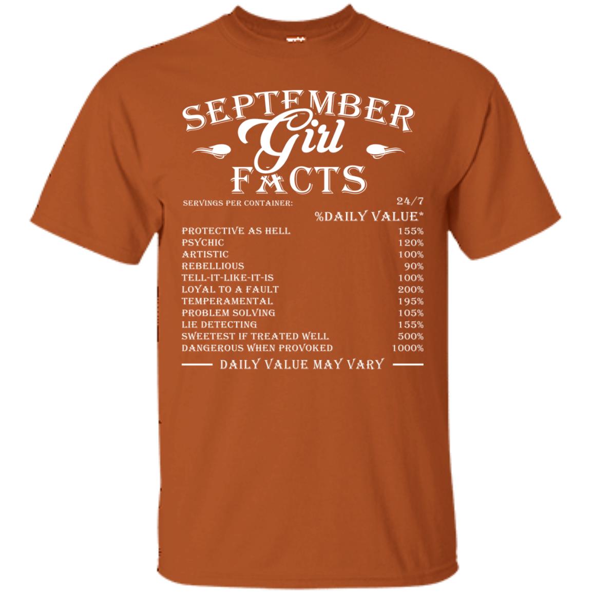 September Girl Facts Facts T-shirt Texas Orange