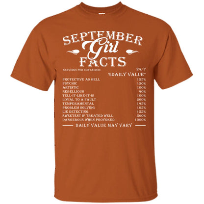 September Girl Facts Facts T-shirt Texas Orange
