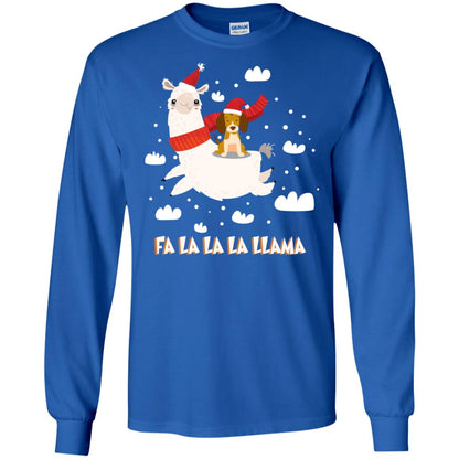 Fa La La La Llama With Beagle X-mas Gift Shirt Royal