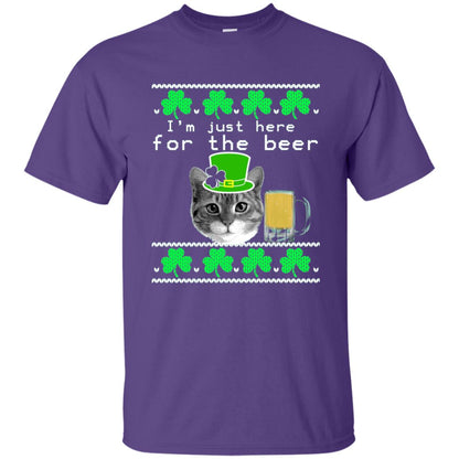 Saint Patrick_s Day T-shirt I_m Just Here For The Beer Purple