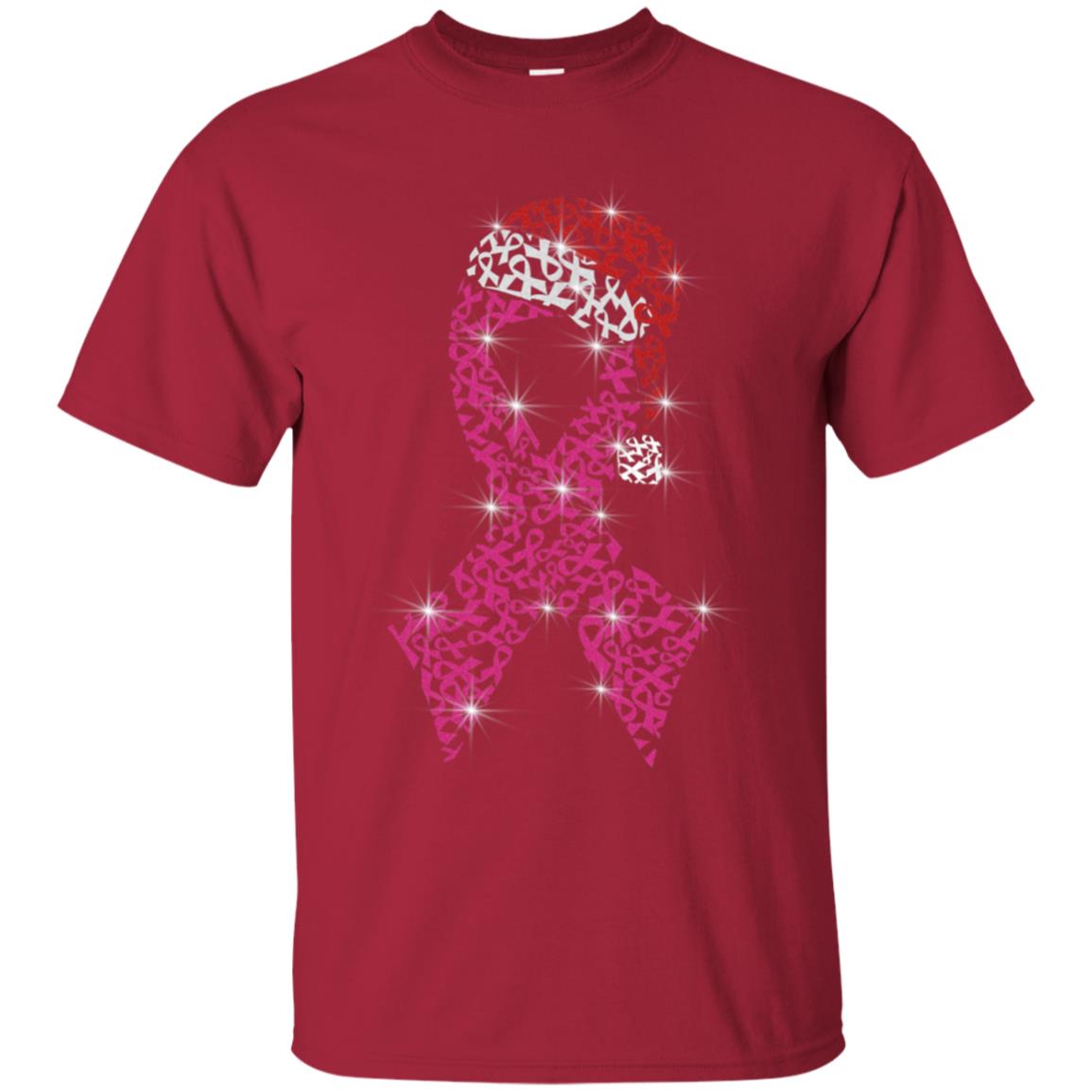 Pink Ribbon With Santa Hat Breast Cancer Awareness X-mas Gift Shirt Cardinal
