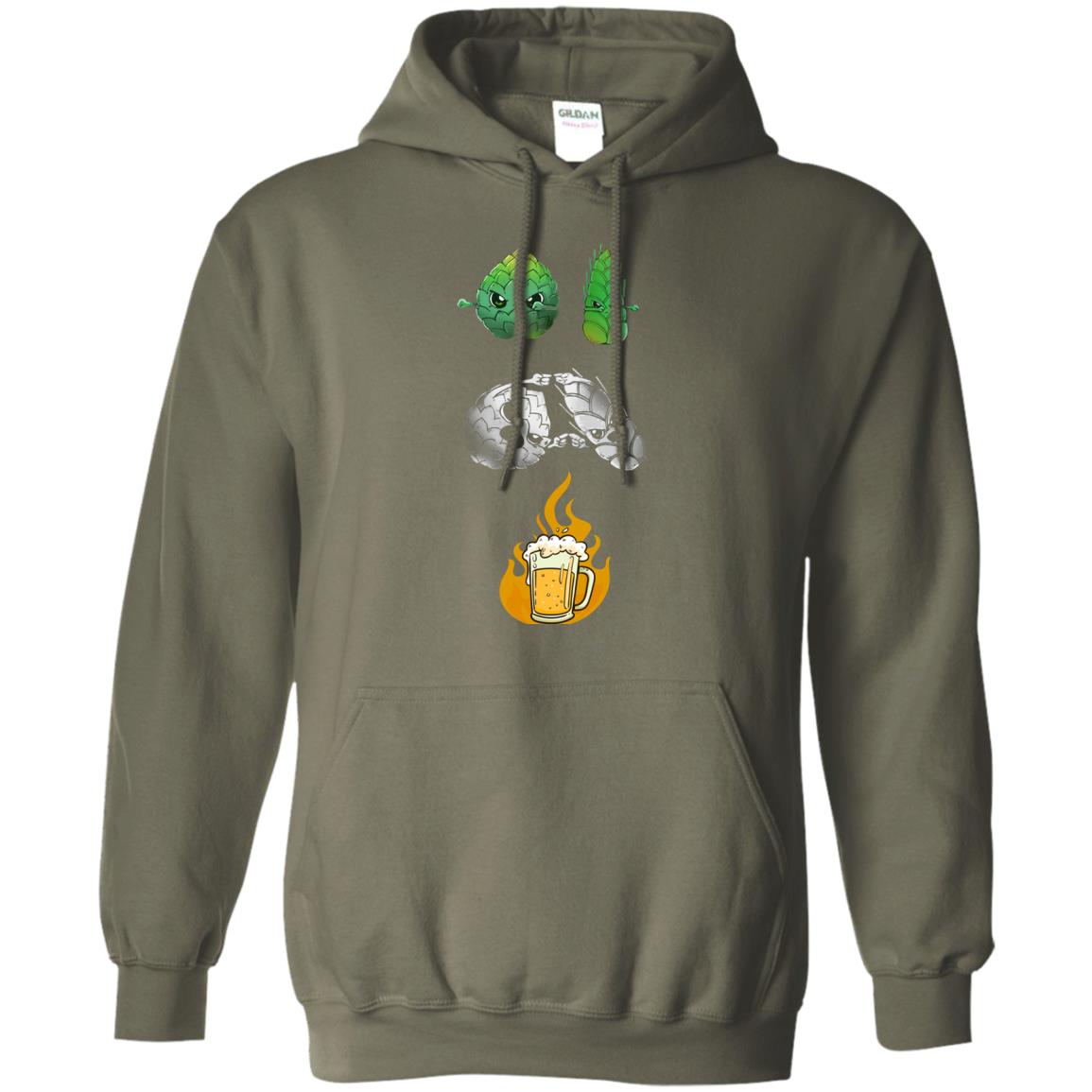 Beer Lover T-shirt Beer Fusion Flags Military Green