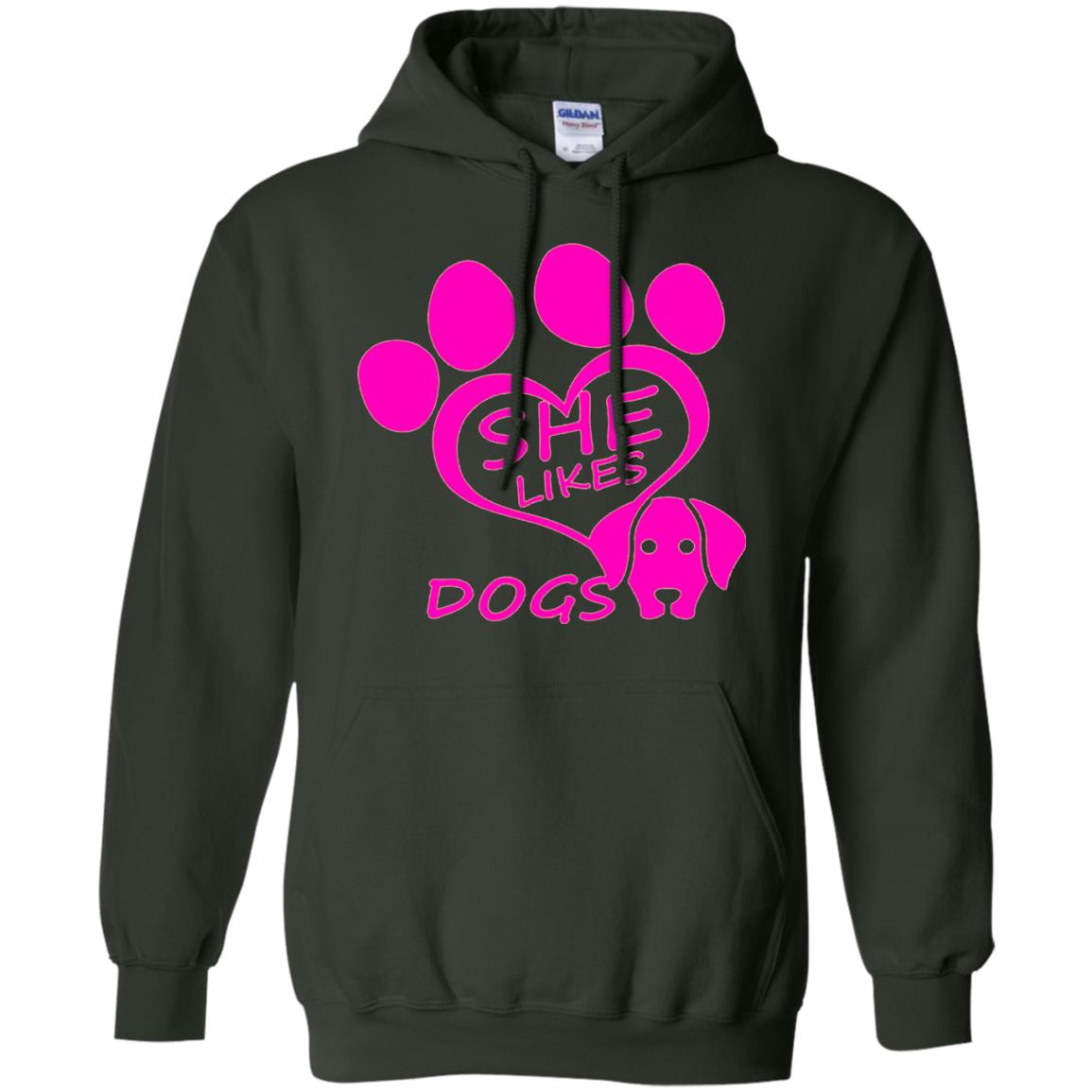 Dog Lovers Shirt She Likes Dogs Forest Green