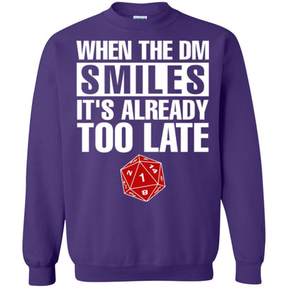 Dnd Dice T-shirt When The Dungeon Smiles It_s Already Too Late Purple