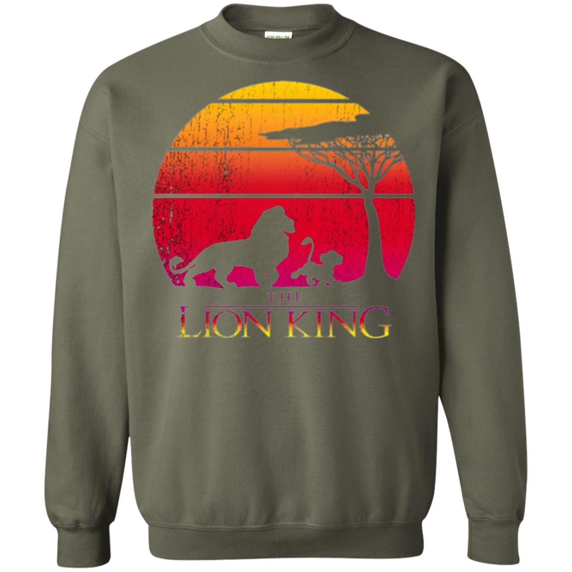 Cartoon T-shirt Lion King Vintage Sunset Military Green
