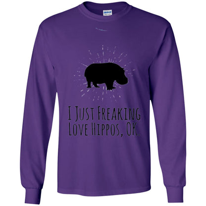 Hippos Lover T-shirt I Just Freaking Love Hippos Ok Purple