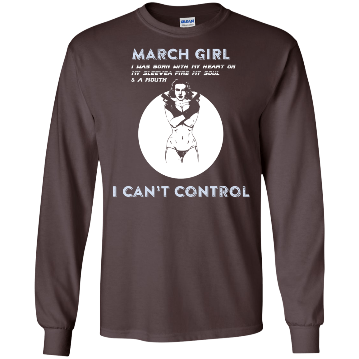 March Girl I Was Born With My Heart T-shirt Dark Chocolate