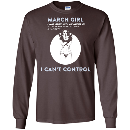 March Girl I Was Born With My Heart T-shirt Dark Chocolate