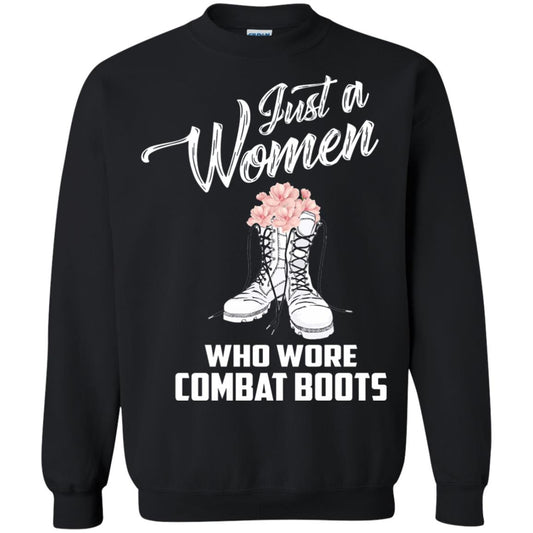 Just A Woman Who Wore Combat Boots Female Veteran T-shirt Black