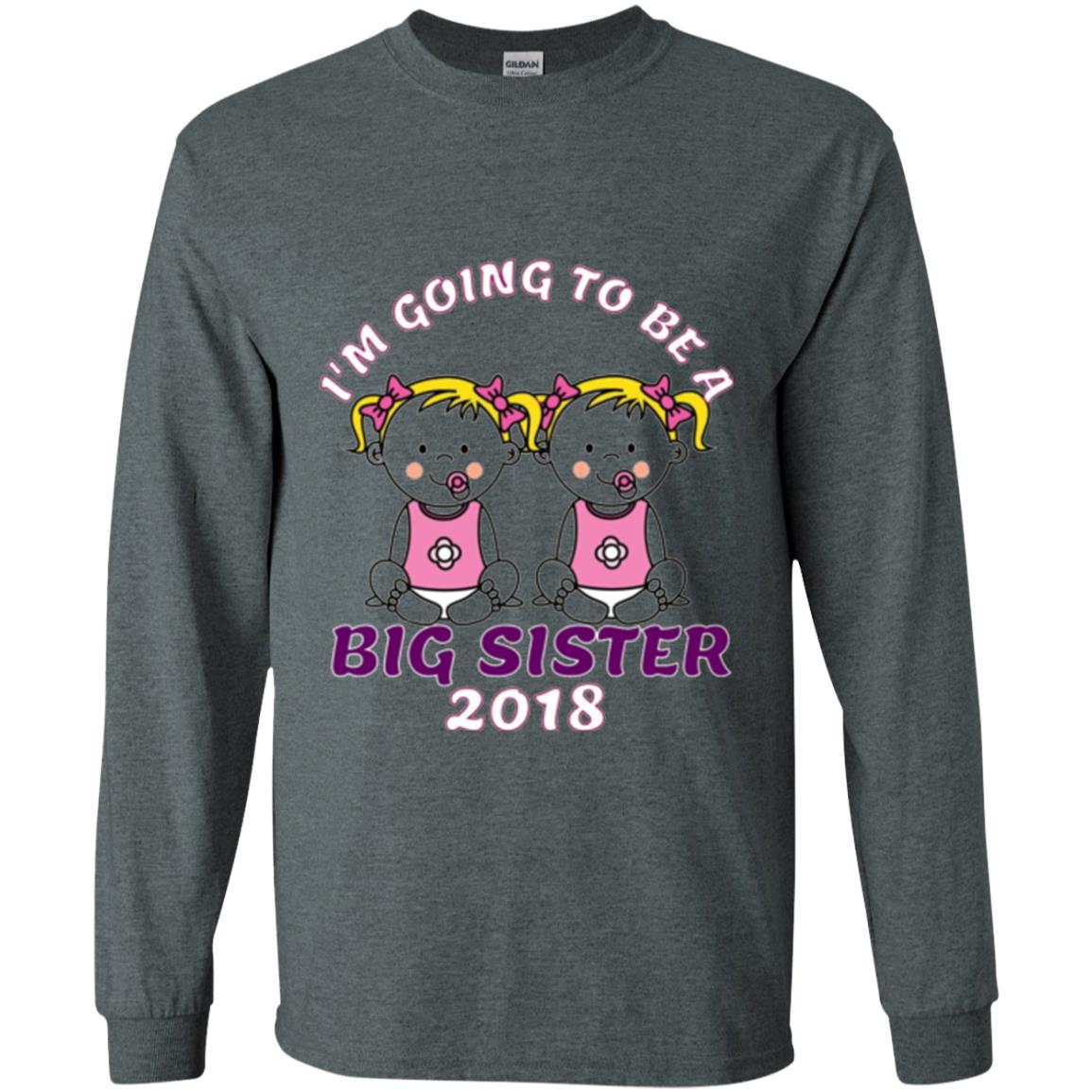 Family T-shirt I_m Going To Be A Big Sister Of Twins 2018 Dark Heather