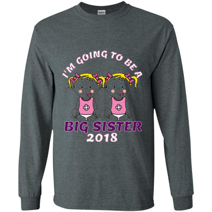 Family T-shirt I_m Going To Be A Big Sister Of Twins 2018 Dark Heather