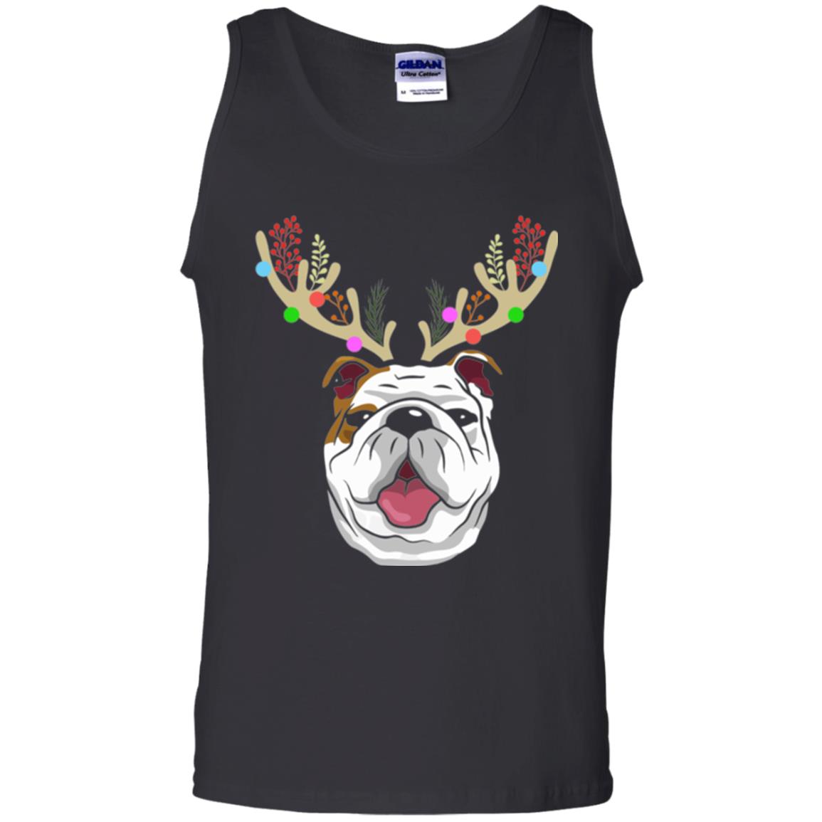Dog Lovers T-shirt Funny Bulldogs With Antlers Black