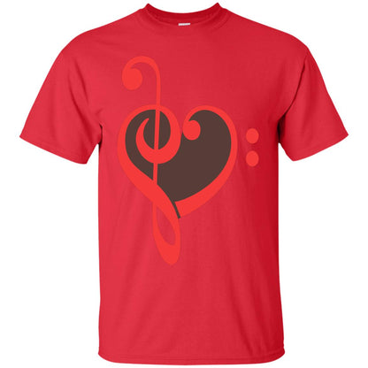 Heart Bass Clef Heart Music Lovers Shirt Red
